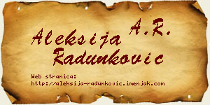Aleksija Radunković vizit kartica